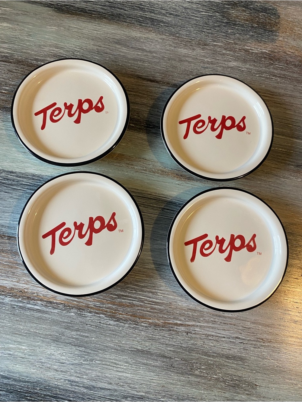 vintage Pfaltzgraff stoneware coasters  University of Maryland Terps logo 4